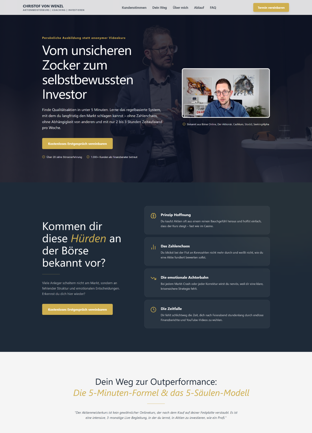 Detailansicht Webseite Christof von Wenzl