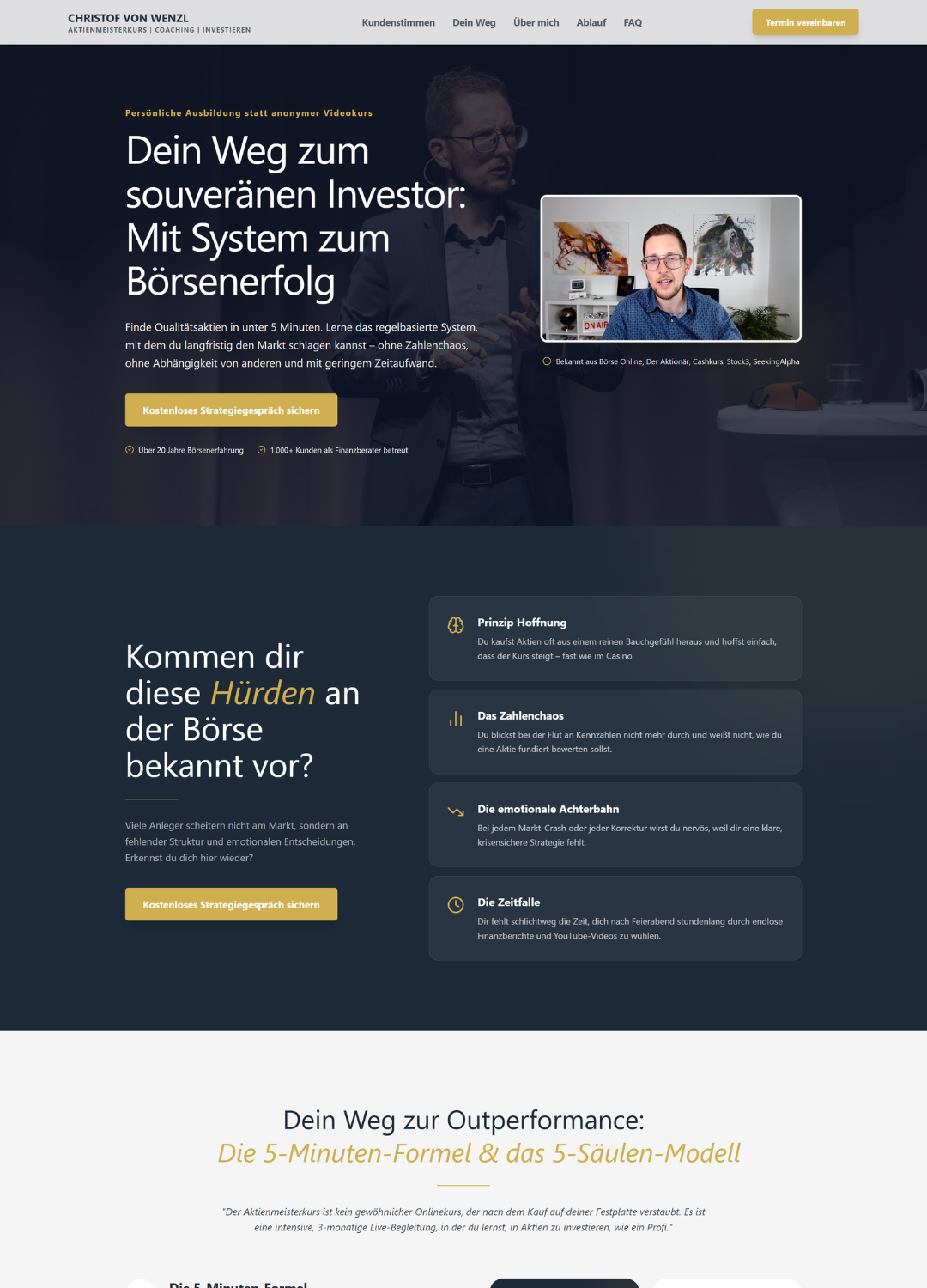 Detailansicht Webseite Christof von Wenzl
